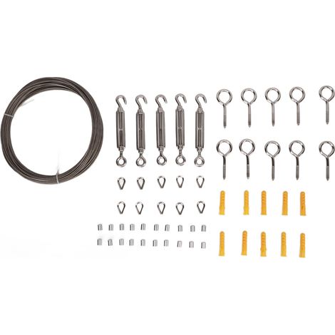 Kit de Suspension en Câble Acier PVC 15m avec Rondelles et Manchons d'Aluminium pour Accroche (1/5)
