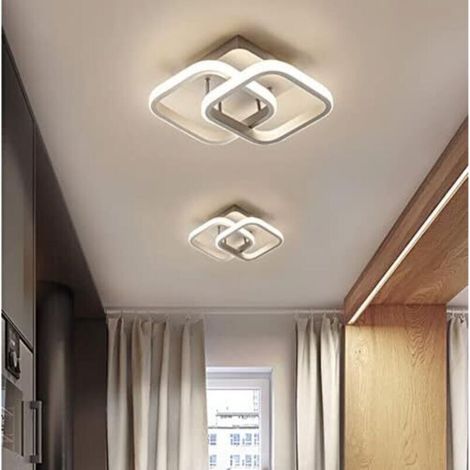 Set of 2 Modern Ceiling Lights 3000k-6000k Adjustable Fixture for Dining Room, Kitchen, Bedroom, Hallway, Office (White) (1/5)