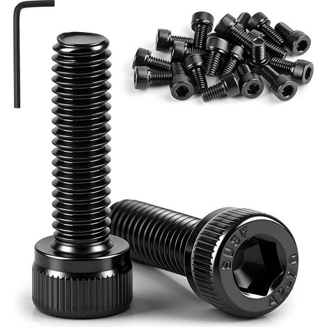 M3x8mm Vis à Tête Cylindrique à Six Pans Creux 100 Pièces Noir Acier Inoxydable A2 V2A Boulons à Tête Hexagonale Entièrement Filetés avec Clé Allen pour l'Automobile la Mécanique l'Assemblage