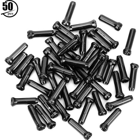 50 pièces Bouchons d'Extrémité pour Câble de Frein Vélo, Caps en Alliage d'Aluminium pour Câbles de Vitesse, Accessoires Cyclisme Noir (1/5)