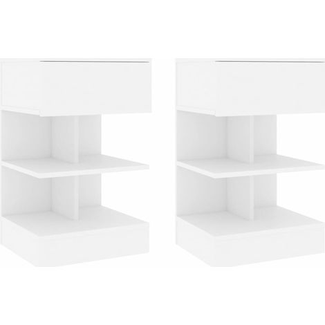 Lot de 2 Tables de chevet Tables d'appoint Tables de nuit Blanc 40x35x65 cm Aggloméré 55065 (1/5)