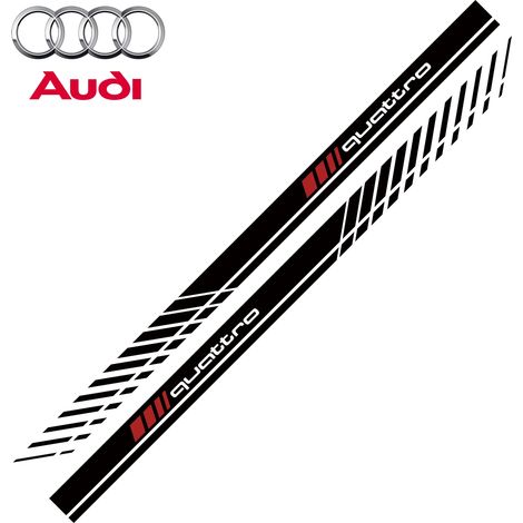 (Quattro noir) Emblème de voiture, autocollant décoratif latéral pour aile, compatible avec Audi Quattro RS Sline A2 A3 A4 A5 A6 A7 A8 Q2 Q3 Q4 Q5 Q6 Q7 Q8 (1/4)