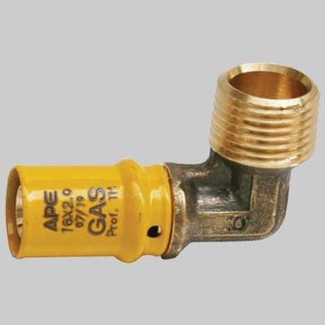 RACCORDO A PRESSARE CURVO MASCHIO  PER GAS - 20 x 1/2