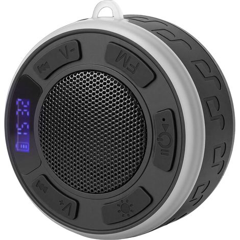 Enceinte Bluetooth de douche avec ventouse, horloge LED, lumières RGB, son stéréo, étanche, portable, pour salle de bain et extérieur, noire (1/5)
