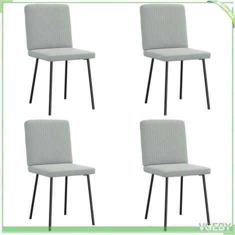 Chaise de salle à manger - 3315286 - Velours gris clair - Lot de 4 - Pieds métal (1/5)