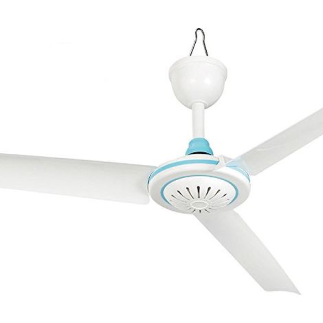 Ventilateur de Plafond Portable DC 12V Silencieux - Basse Tension - Accrochage Facile , pour Camping, Fourgon et Extérieur - Blanc (1/4)