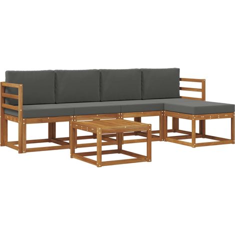 Conjunto de sofás de exterior 6 uds. Natural y Antracita vidaXL (1/5)