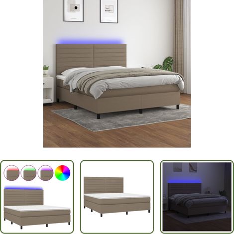 Matratze -  Boxspringbett mit Matratze & LED Taupe 180x200 cm Stoff (1/5)