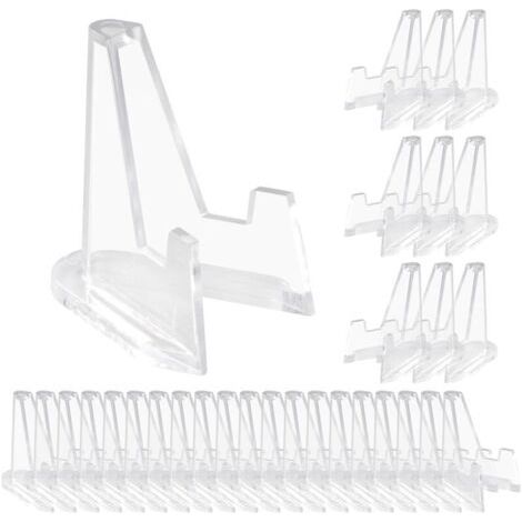 Pair 30 Pcs Supports de Cartes en Acrylique, Presentoir Chevalet Acrylique Transparent, Mini Chevalets Support de Monnaie en Plastique pour Médailles Cartes Postales à Collectionner (1/5)