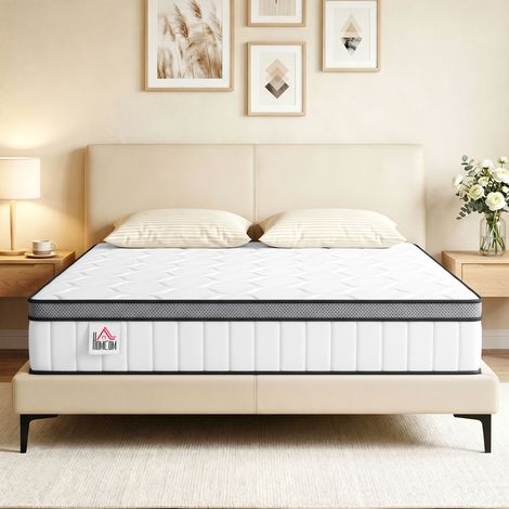 Matelas 140 x 190 cm, 20cm d'épaisseur, matelas à ressorts ensachés 7 zones mousse à mémoire forme au gel rafraîchissant (1/5)