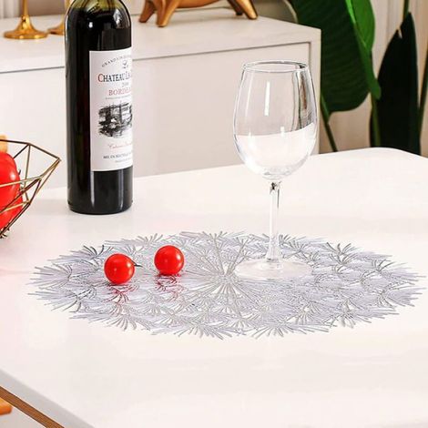 Set De Table - Vinyle PVC - Diamètre 38 Cm - Ronde - Motif Pissenlit - Pour Salle À Manger Cuisine Hôtel - Lot De 6 (1/5)