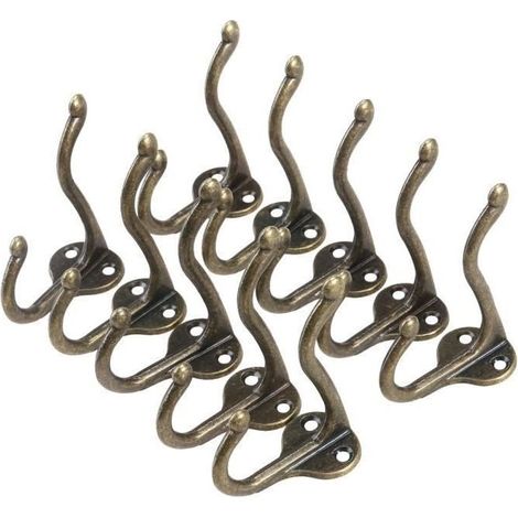 Garderobenständer – Vintage – 10 Haken – Bronzefarbenes Metall – Doppelhaken – Für den Innenbereich (1/5)