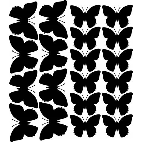 Pegatinas de pared grandes con forma de mariposa, 20 unidades, negro mate, 70 micras.
