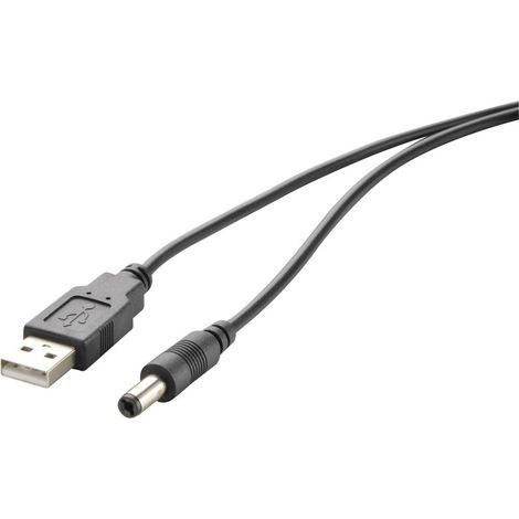 Renkforce Câble électrique USB USB 2.0 USB-A mâle, Connecteur DC 5,5 mm 1.00 m noir contacts dorés R (1/3)