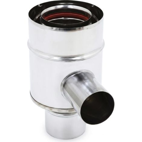 MAKA Collettore Coassiale Verticale Canna Fumaria Pellet Inox Ø 80/130 mm (1/5)