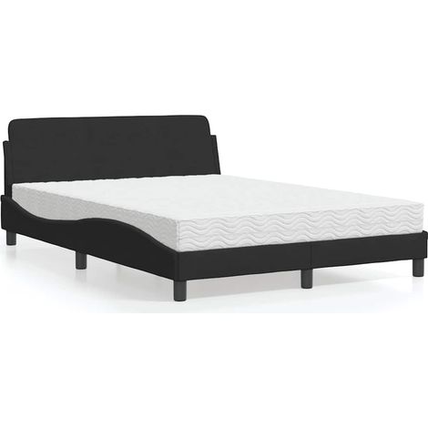 Bett mit Matratze "Dover" Schwarz 140x200 cm Samt (1/5)