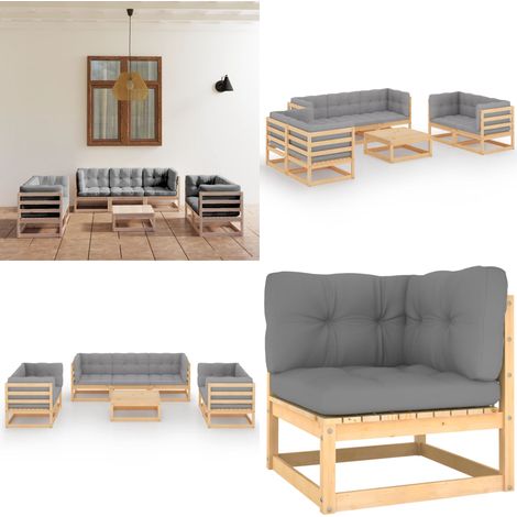 8-tlg. Garten-Lounge-Set mit Kissen Kiefer Massivholz - Garten Lounge Set - Kiefernholzmöbel - Outdoor Möbel - Gartenmöbel - Loungemöbel - Home & Living (1/5)