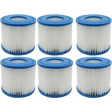 Lot de 6 filtres pour spa et piscine, type D, cartouches filtrantes de remplacement compatibles avec Summer Waves. (1/4)