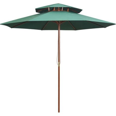 Parasol - FAFEICY - 42963 - 270 x 270 cm - Bois dur - Auvent 2 étages - Protection UV (1/5)