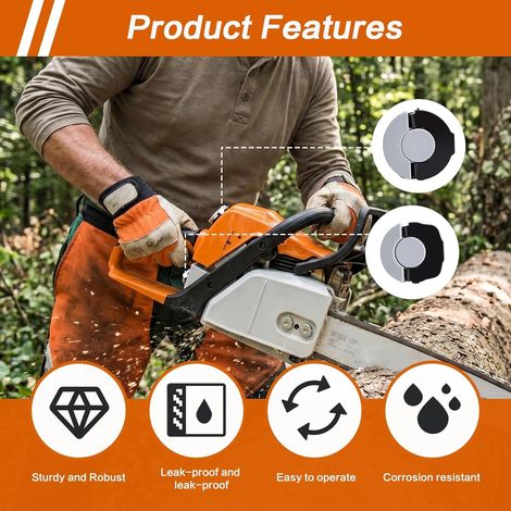 Bouchon D'essence et Bouchon D'huile pour Stihl MS171 MS181 MS192 MS193 MS200 MS210 MS211 MS230 MS231 MS240 MS241 MS250 MS251 MS260 MS340 MS360 MS361 Tronconneuse, 1 Grand + 1 Petit avec Joint Torique (1/2)