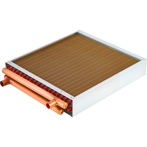 Mophorn Scambiatore di calore acqua-aria 457 x 457 mm, serpentina HVAC con tubi in rame e alette in alluminio, capacità fino a 120K BTU, per riscaldamento idronico, caldaie a legna (1/5)