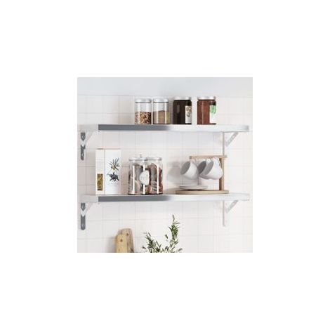 Supports d'étagères 4 pcs 20x2,5x14 argenté acier inoxydable (1/5)