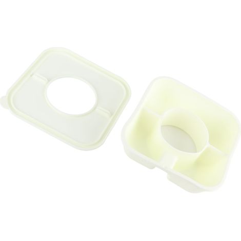 Bol à goûter rectangulaire beige avec couvercle, 3 compartiments, réutilisable en silicone pour gobelet de 1,2 L (40 oz). (1/5)