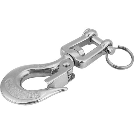 Crochet à ressort à œil rotatif en U inox 304 pour chaîne levage charge max 150 kg 90 mm (1/5)