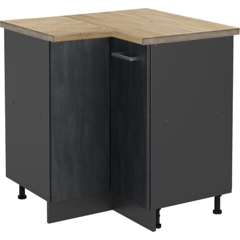 Meuble d'angle R-Line, Béton noir, 75.6 cm PT Chêne, Vicco (1/5)