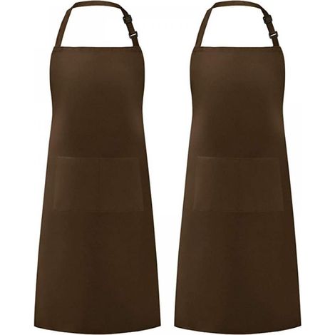 Lot de 2 tabliers de cuisine pour hommes et femmes avec 2 poches pour cuisiner, pâtisserie, peinture, travaux ménagers