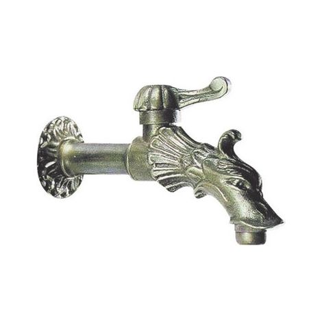 RUBINETTO ARTISTICO PER FONTANA FONTANE A LEVA IN OTTONE ANTICATO (1/2)