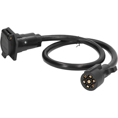 Connecteur 7 voies pour remorque, câble avec prise mâle 2 broches, faisceau électrique inline, pour camping-car et caravane, fiche moulée, robuste (1/5)