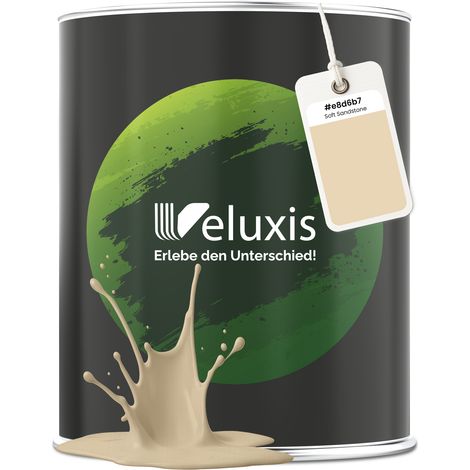 Wandfarbe Beige Creme Gold Matt Innenfarbe – Deckkraft Klasse 1, VOC-frei, Ohne Grundierung, Tropfarm – Wohnzimmer & Schlafzimmer – 1L – Veluxis (Desert Beige)