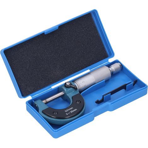 Mikrometer-Gewindelehre, Skala 0–25 mm, Teilung 0,01 mm, Messwerkzeug für den Außeneinsatz in der Metallbearbeitung (1/5)