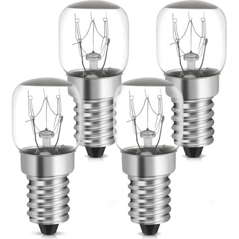 ampoules de réfrigérateur 15 W E14 blanc chaud, résistantes à 300 °C (2700 K, ST22 ⌀22 mm, lot de 4 lampes de four T22 pour four, barbecue, sauna, lampe au sel, micro-ondes (1/5)