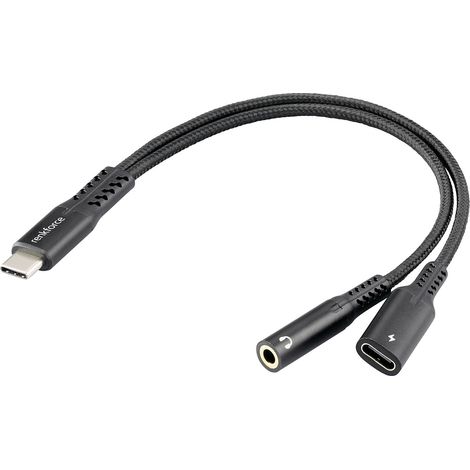 Renkforce USB-C®, audio Câble adaptateur [1x USB-C® mâle - 1x USB-C® femelle (Power Delivery), Jack (1/4)
