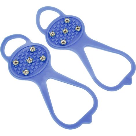 Crampons 5 pointes antidérapants pour chaussures de randonnée hivernale, taille M Bleu (35-41), adhérence robuste et durable (1/5)