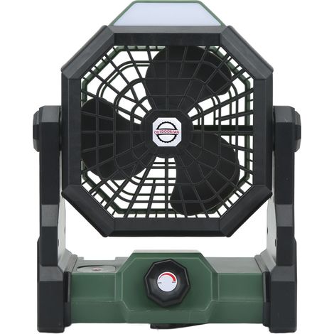 Tragbarer ABS-Ventilator für den Outdoor-Campingbereich mit progressiver Beleuchtung, 7800mAh 5V Akku, schwarz und grün. (1/5)