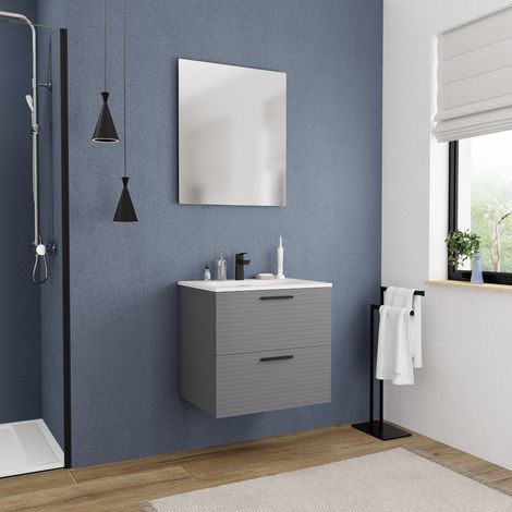 Ceramia 60 cm, Nuovi mobili da bagno assemblati, certificati FSC, grigio scuro (CERAMIA-4DG60) (1/3)
