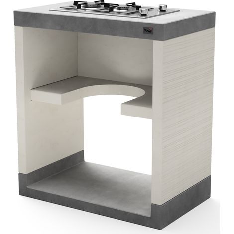 TUOZI - Módulo Stand PLAN/VENIT Gas 78 para Barbacoa de Obra Prefabricada (Blanco, Gris - 78 x 47 x 47 cm) - Uso en Exteriores