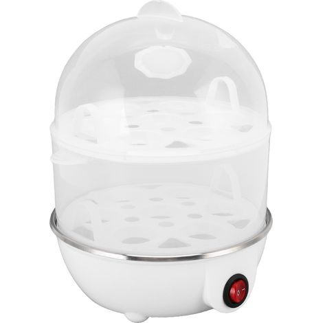 Cuiseur à œufs domestique 350 W, 2 niveaux, 14 œufs par cuisson, arrêt automatique, sécurité, durable, en polypropylène (PP), avec verre doseur. (1/5)