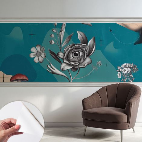 Fototapete Selbstklebend - Wanddekoration - Wandfolie - 3D Tapete Wand - Wohnungsdeko Blumenauge 250x104 cm (1/5)