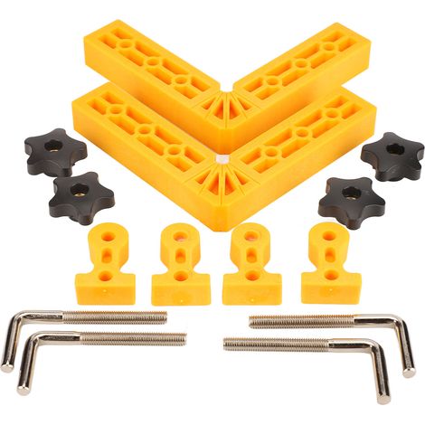 Positionneur d'angle carré 140mm ABS 90° avec outil de réglage gradué pour menuiserie jaune (1/5)