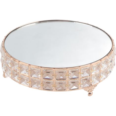 Présentoir à gâteaux en cristal miroir, support pour cupcakes et autres desserts de mariage, plateau de présentation rond (1/5)