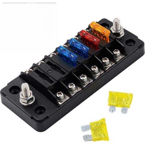12 Pièces Boîte à Fusibles Voiture 6 Voies Noire (1/5)
