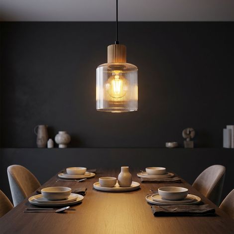 Lampada a sospensione per sala da pranzo a LED, effetto fumé, metallo nero, H 120 cm (1/5)