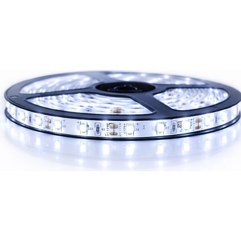 Kit de cinta profesional 3528 - 60 leds/m - 1m, 2.5m, 5 o 10 metros a elegir - Blanco frío a prueba de salpicaduras (IP65) Transformador: No se incluye la fuente de alimentación - Longitud: 10 metros