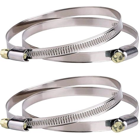 Colliers de serrage Inox - lot de 4 colliers de serrage avec entraînement par vis sans fin, plage de serrage 91-114 mm, largeur de 9 mm pour conduits et gaines de ventilation, VMC et Hotte de 100mm (1/3)
