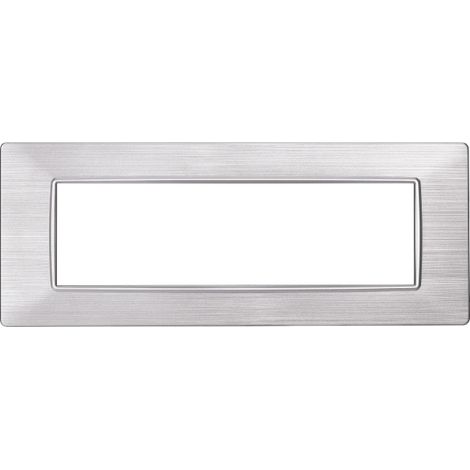 Placca compatibile Vimar Plana 7 moduli plastica colore argento satinato Ettroit EV85615 (1/4)