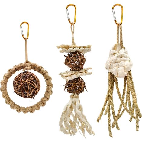 Toys pour Oiseaux pour perroquets, 3pcs Perroquet, Toys à mâcher d'oiseaux à Mousse de maïs naturels, Jouets d'oiseau de qualité Aliment (1/5)
